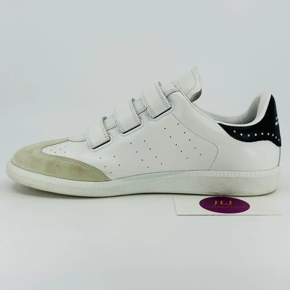 Isabel Marant Women's Beth White & Black Leather Studded Sneakers Size 41/ 11 US